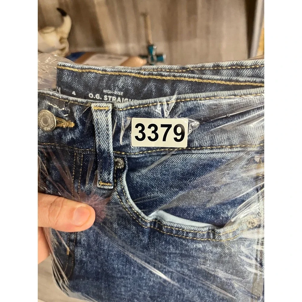 Old Navy O.G.‎ Straight Jeans Womens 4 Blue High Rise Acid Wash Denim 3379